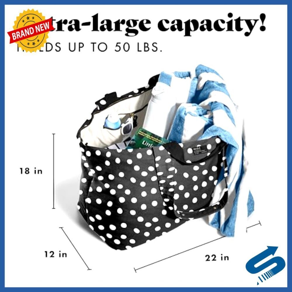 Extra Large Water Resistant Canvas Tote Bag with Pockets for Travel Beach - Picture 3 of 7